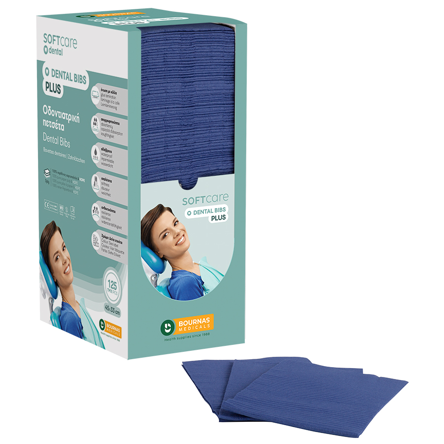 Iatromed Blue_3ply_900x900-900x900 Oδοντ. πετσέτα Soft Care Plus 3ply με dispenser μπλε (4 x 125 τεμ) - Image 1