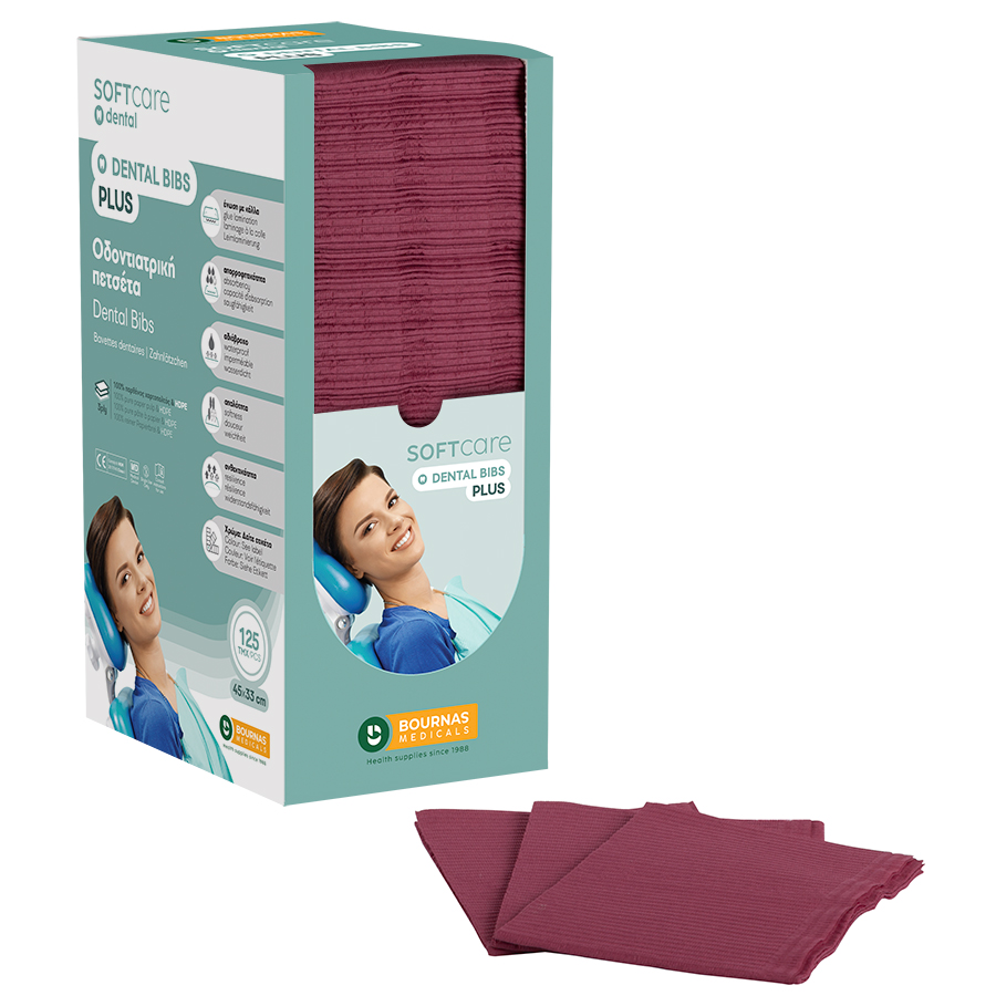 Iatromed Bordeaux_3ply_900x900-900x900 Oδοντ. πετσέτα Soft Care Plus 3ply με dispenser μπορντώ (4 x 125 τεμ) - Image 1