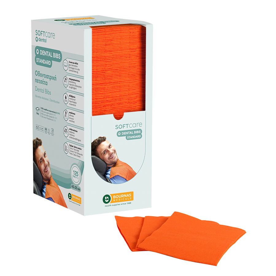 Iatromed Orange_2ply-900x900 Oδοντ. πετσέτα Soft Care Standard 2ply με dispenser πορτοκαλί (4 x 125 τεμ) - Image 1
