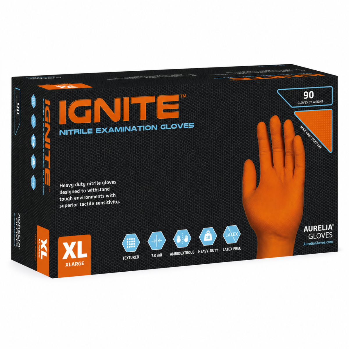 Γάντια Νιτριλίου Aurelia Ignite πορτοκαλί - Image 2