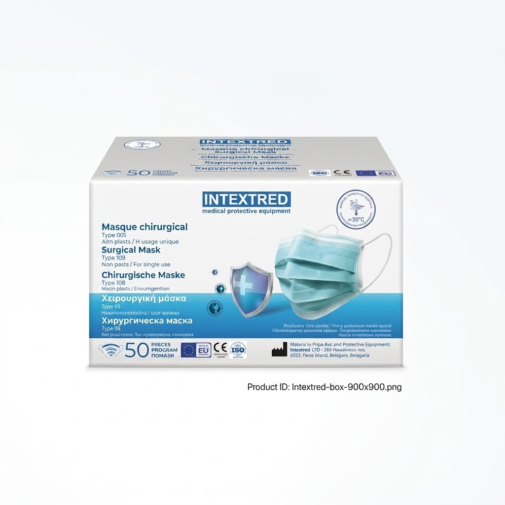 Iatromed mask Intextred Μάσκες χειρουργικές Τype IIR με λάστιχο μπλε (50τεμ) - Image 1