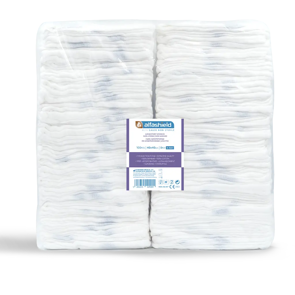 Alfashield-_-ALFA-GAUZE-Γάζες-Λαπαροτομίας_100_40x40_8ply_xray_VOL01-copy Alfashield ALFA-GAUZE Γάζες Λαπαροτομίας 40x40cm 8ply (100τεμ) - Image 1