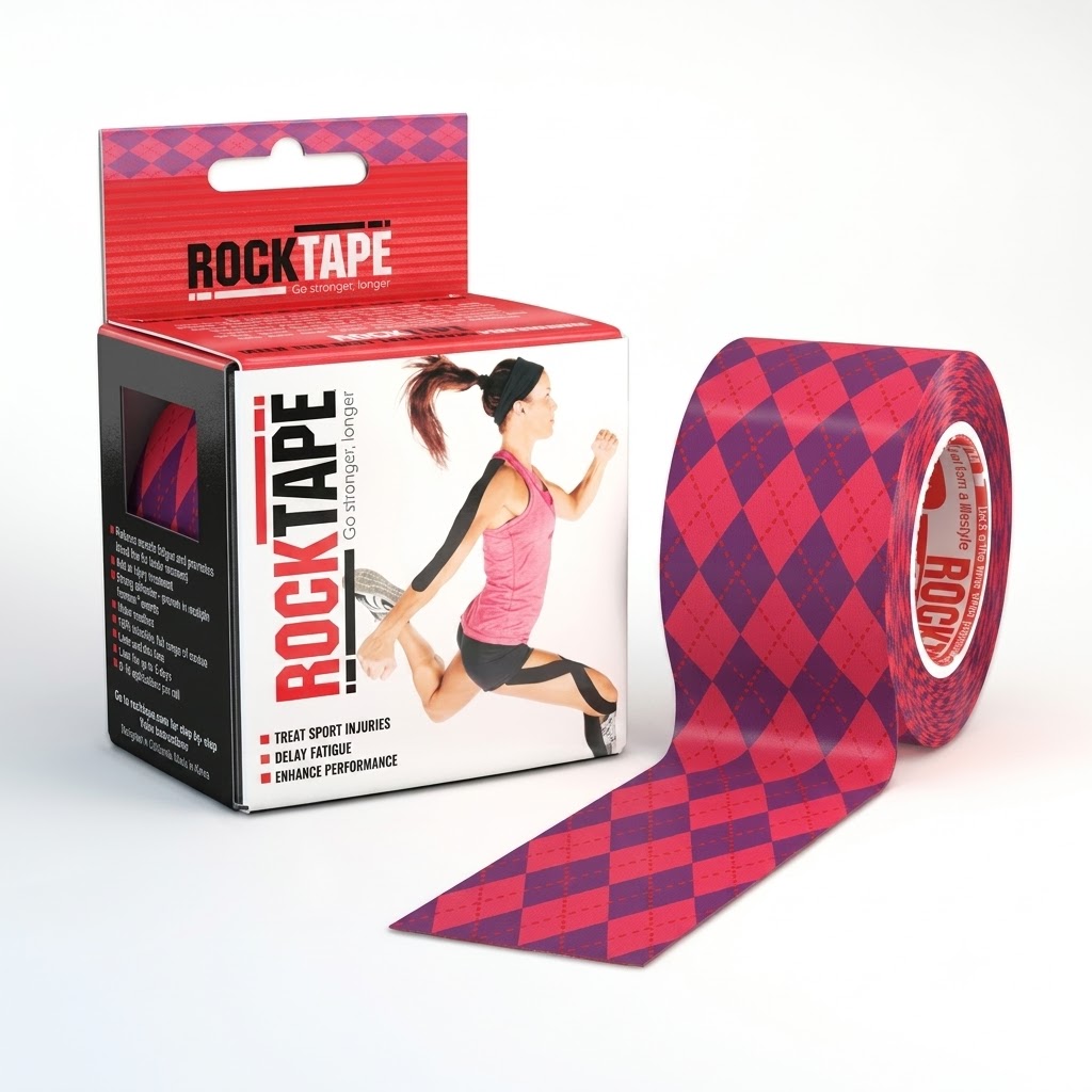 IATROMED_pink argyle_RockTape_Standard_Roll Kinesiology RockTape STD Argyle Pink - Image 1