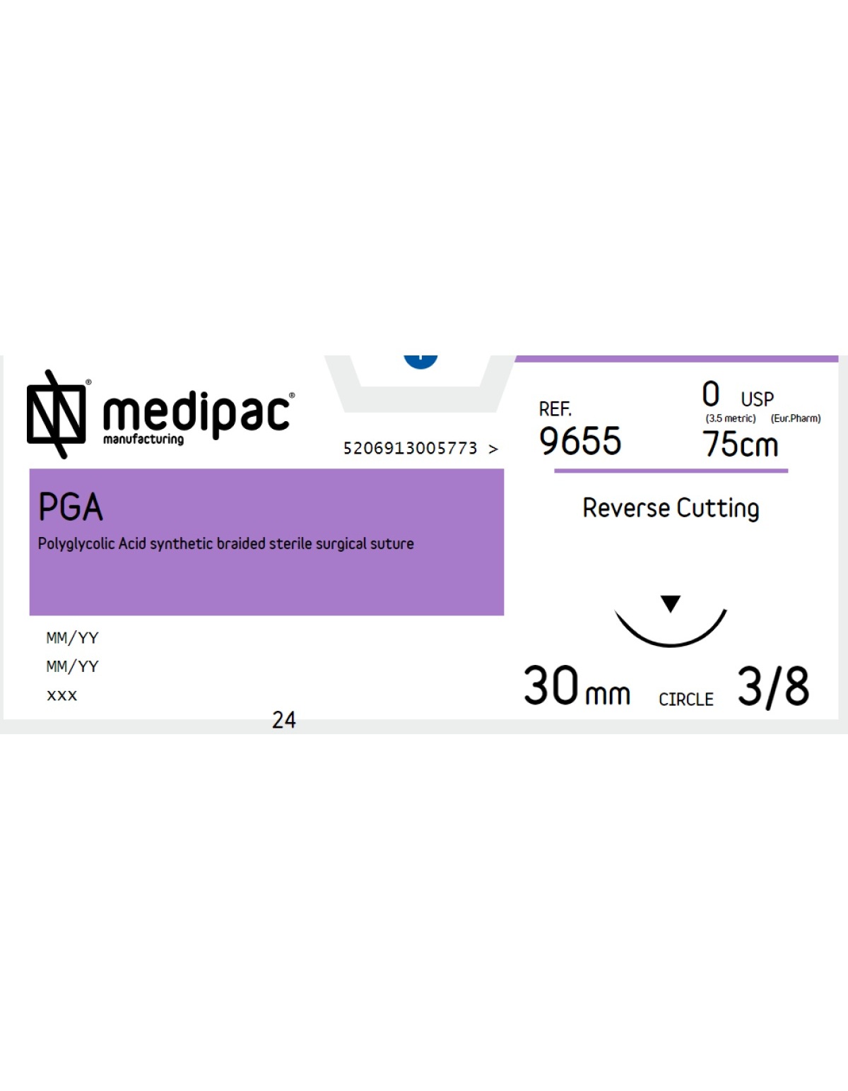 iatromed-pga-mepipac-9655 Ράμμα PGA 0 75cm 30mm 3/8 του κύκλου, Κόπτουσα (24τεμ) - Image 1