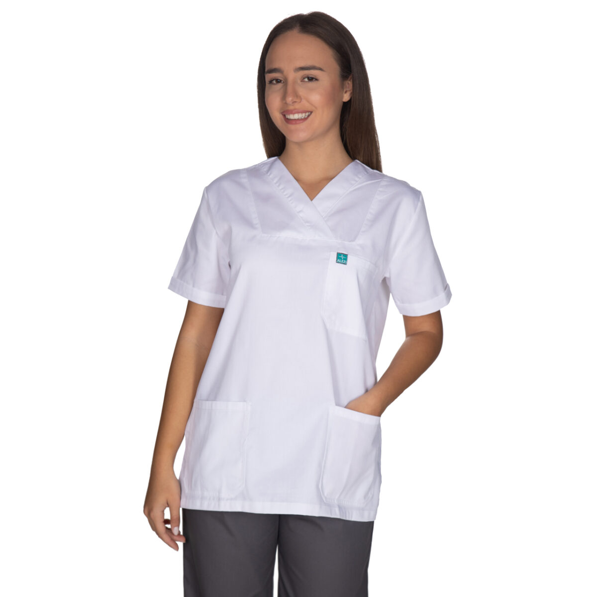 Ιατρική Στολή Unisex – Λευκό – Γκρί - Image 11