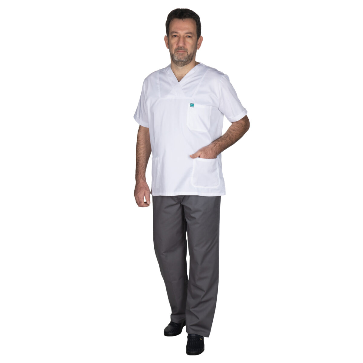 Ιατρική Στολή Unisex – Λευκό – Γκρί - Image 15
