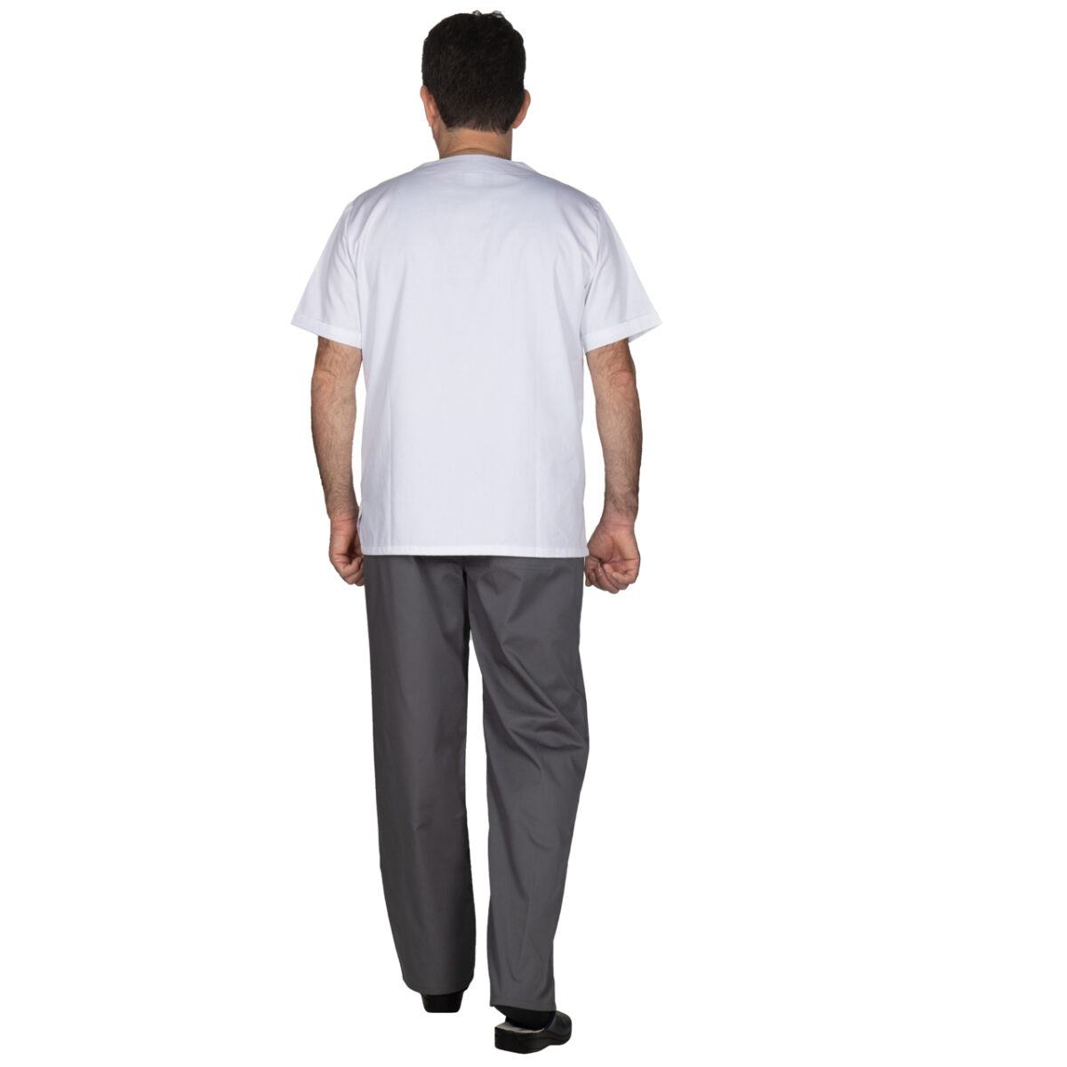 Ιατρική Στολή Unisex – Λευκό – Γκρί - Image 3