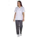 Ιατρική Στολή Unisex – Λευκό – Γκρί - Image 8