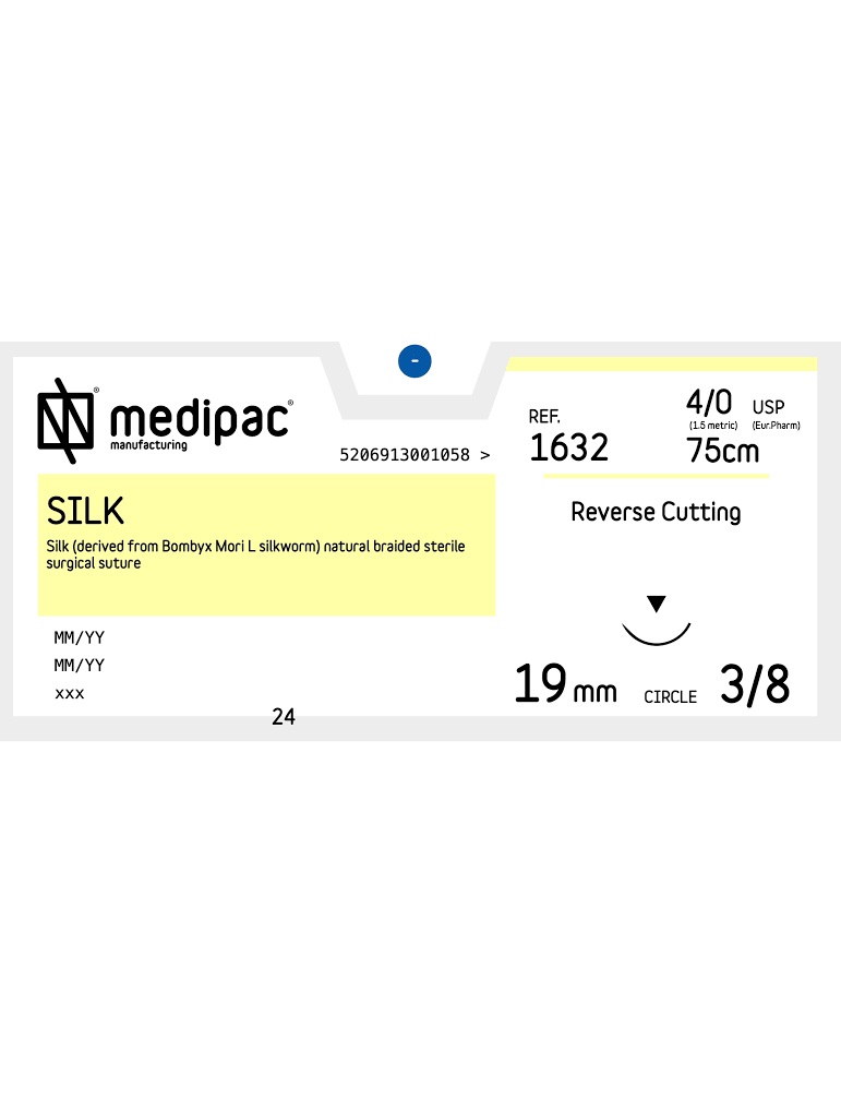 iatromed-silk-medipac-1632 Ράμμα από Μετάξι 4/0 75cm 19mm 3/8 του κύκλου, Κόπτουσα (24τεμ) - Image 1